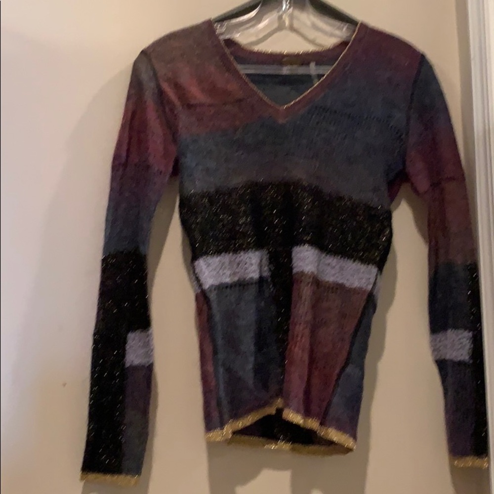 Free People multi color shiny sweater